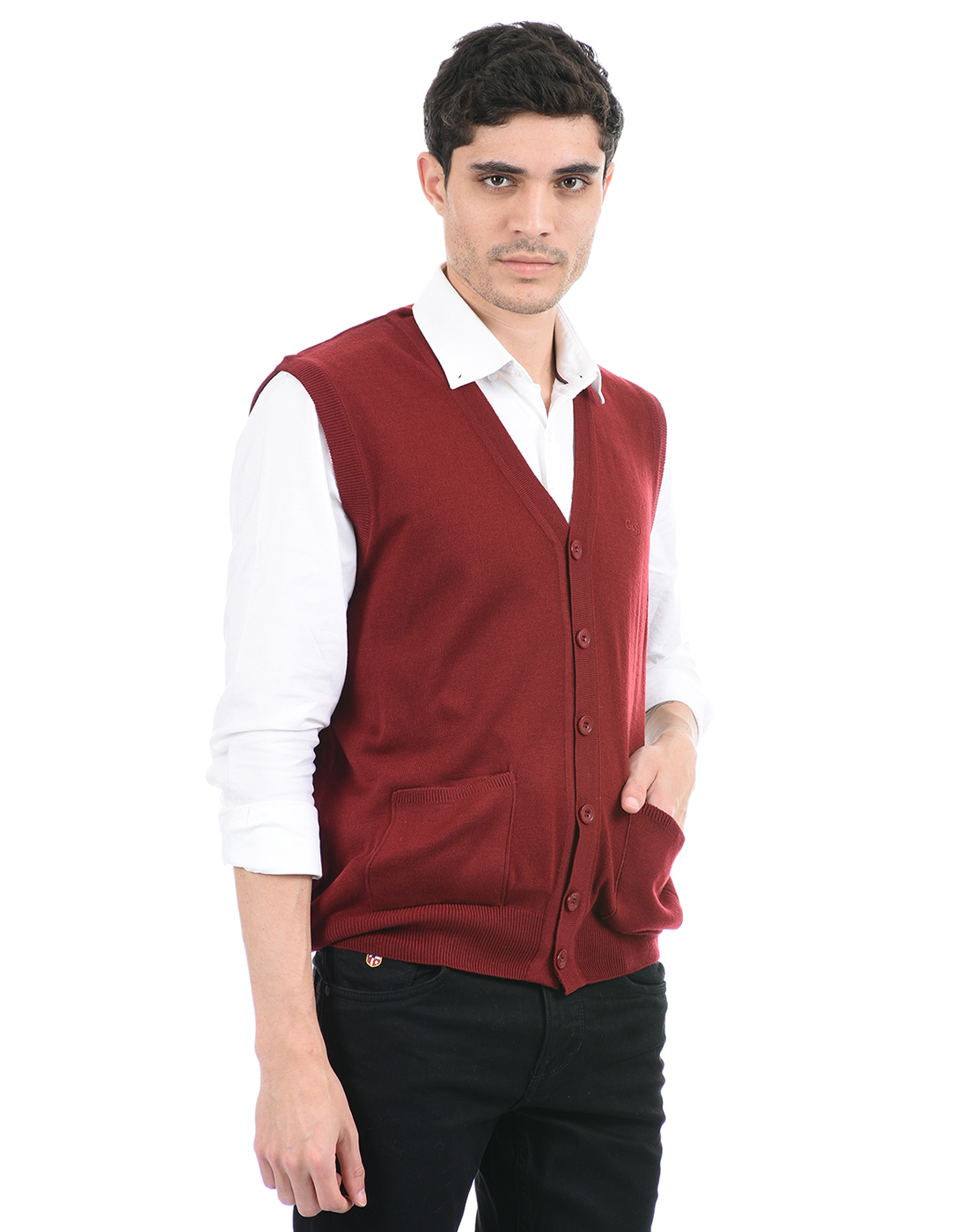 Cloak & Decker by Monte Carlo Men Maroon Cardigan